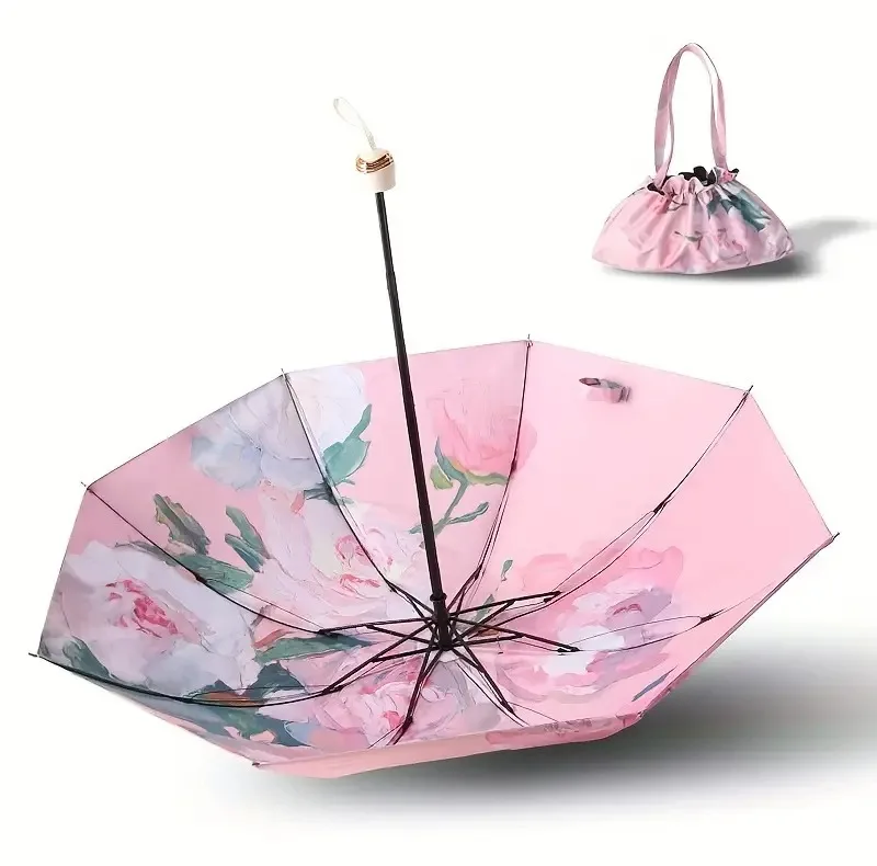 چتر گلد ایر مدل وارونه کیف دار کد Artistic Rose