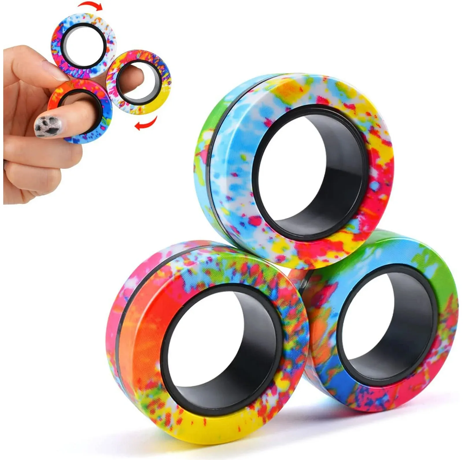 فیجت ضد استرس ریلایف مدل 200 Magnetic Ring طرح حلقه های مغناطیسی بسته ۳ عددی
