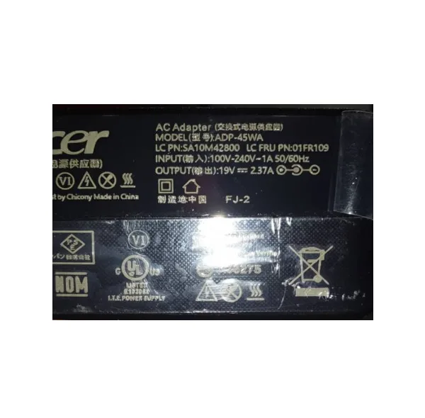 شارژر لپتاپ 19 ولت 2.37 آمپر مدل ACER ADP-45WA