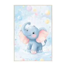 فرش ماشینی 1000 شانه زمینه و حاشیه آبی مدل اورکوم طرح اتاق کودک کد kids.9005.01