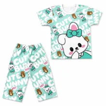 ست تی‌شرت آستین کوتاه و شلوارک راحتی دخترانه مدل CuteBunny18