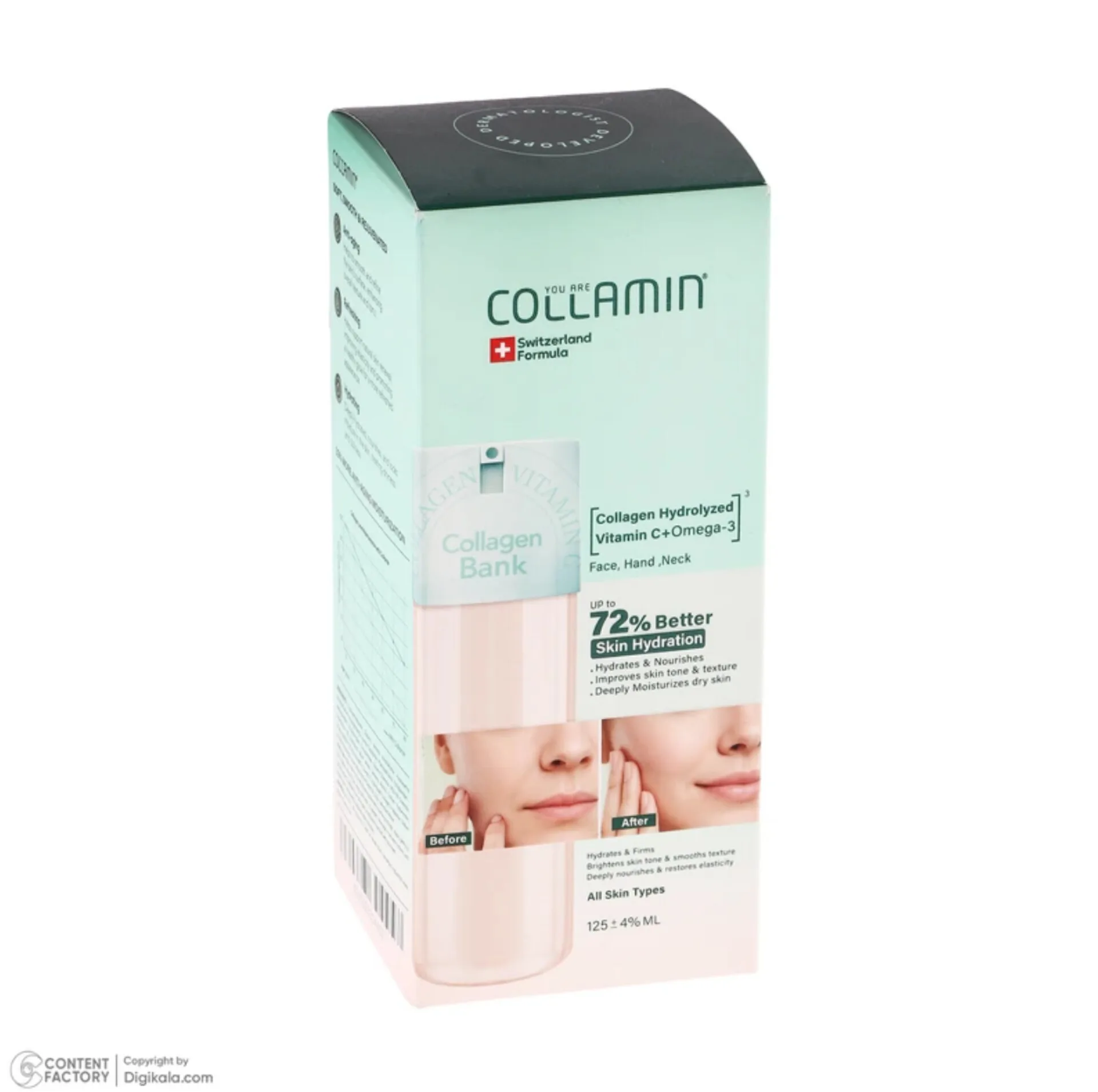 کرم مرطوبکننده گردن، صورت کلامین مدل Collagen bank مناسب برای انواع پوست حجم ۱۲۵ میلیلیتر مجموعه 2 عددی