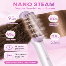 برس حرارتی بخاردار شیگلم مدل Hydra Shot Steam straightening brush Pro وزن 775 گرم با مخزن بخار داخلی و سیستم یون‌ساز