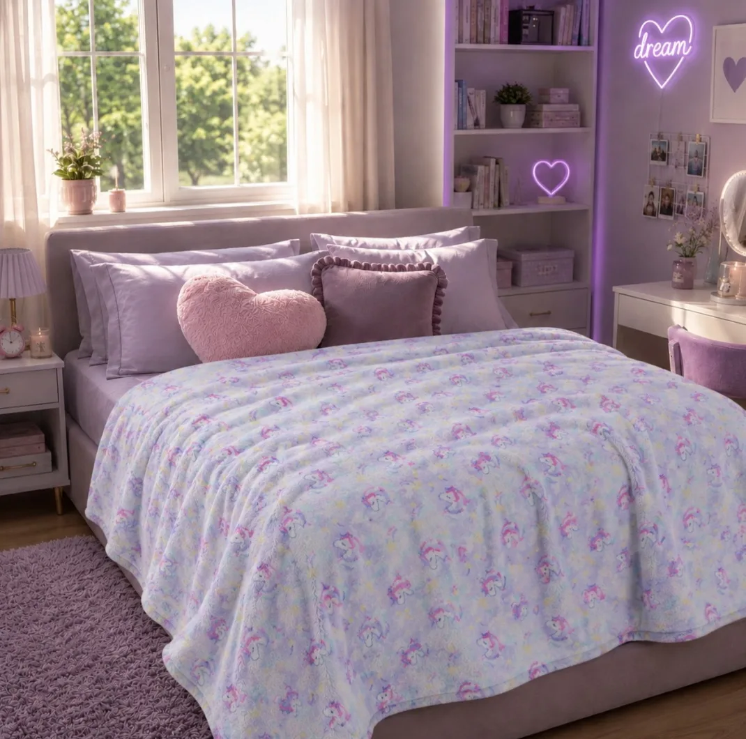 پتو مسافرتی 2 نفره مدل یونیکورن سایز 200×220 سانتیمتر