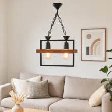 لوستر 2 شعله شاهان تک مدل wood12