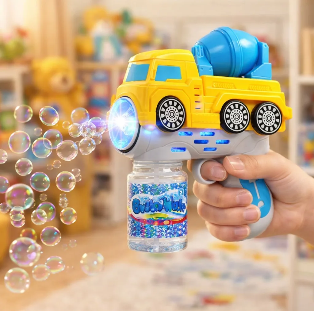 حباب ساز مدل تفنگی چراغدار طرح کامیون میکسر کد BUBBLE GUN TRUCK TRB