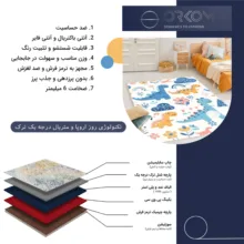 فرش ماشینی 1000 شانه زمینه سفید حاشیه آبی اورکوم مدل نانو چاپ بدون پرز طرح اتاق کودک کد kids.9019.01
