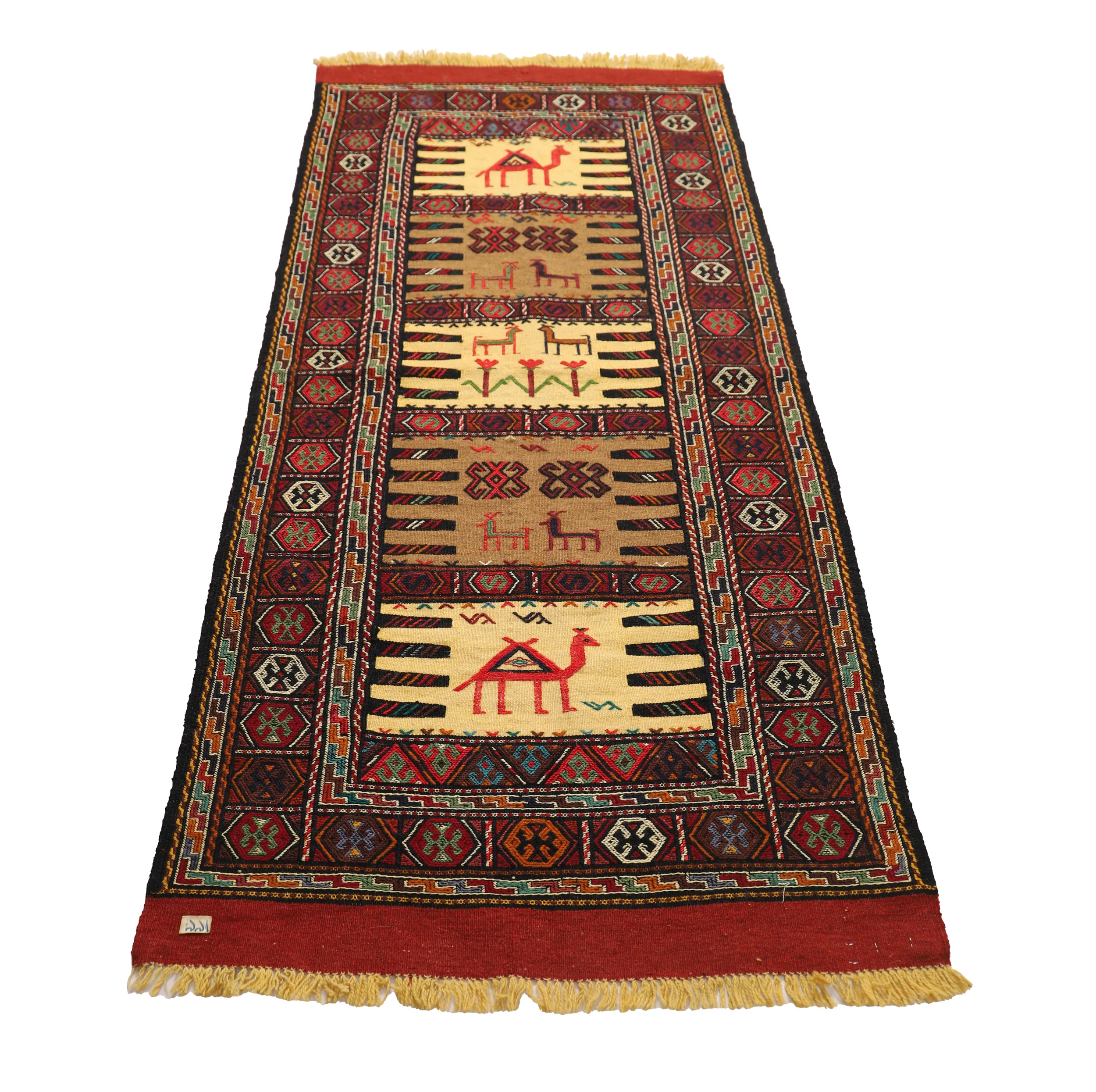 گلیم دستبافت دو متری مدل سفره کردی کد 4020448