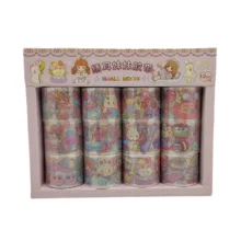 چسب نواری مدل واشی طرح دختر عرض 3 سانتی متر مجموعه 12 عددی