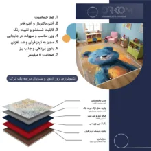 فرش ماشینی 1000 شانه زمینه قهوه‌ای حاشیه قهوه ای مدل اورکوم طرح اتاق کودک کد kids.9011.01