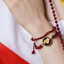 دستبند زنانه زرمان روکش طلا با سنگ عقیق مدل ضربان قلب