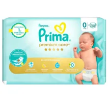 پوشک بچه پریما مدل premium care سایز 0 بسته 30 عددی