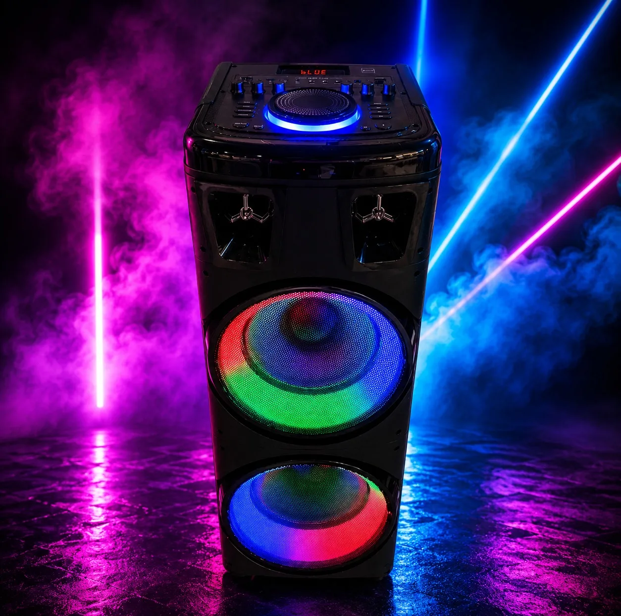 اسپیکر بلوتوثی قابل حمل برودو مدل Karaoke Box dual 10inch