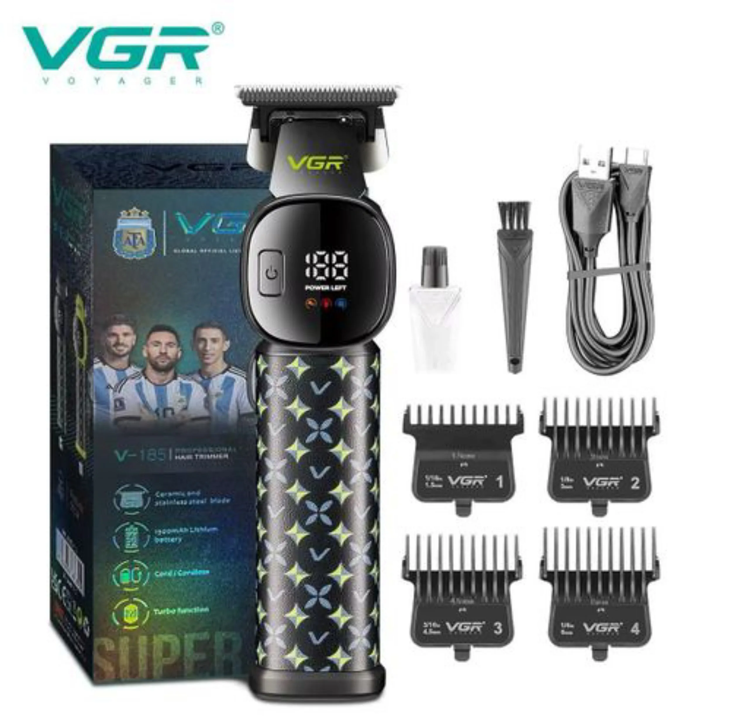 ماشین اصلاح موی سر و صورت شارژی وی جی ار مدل V-185