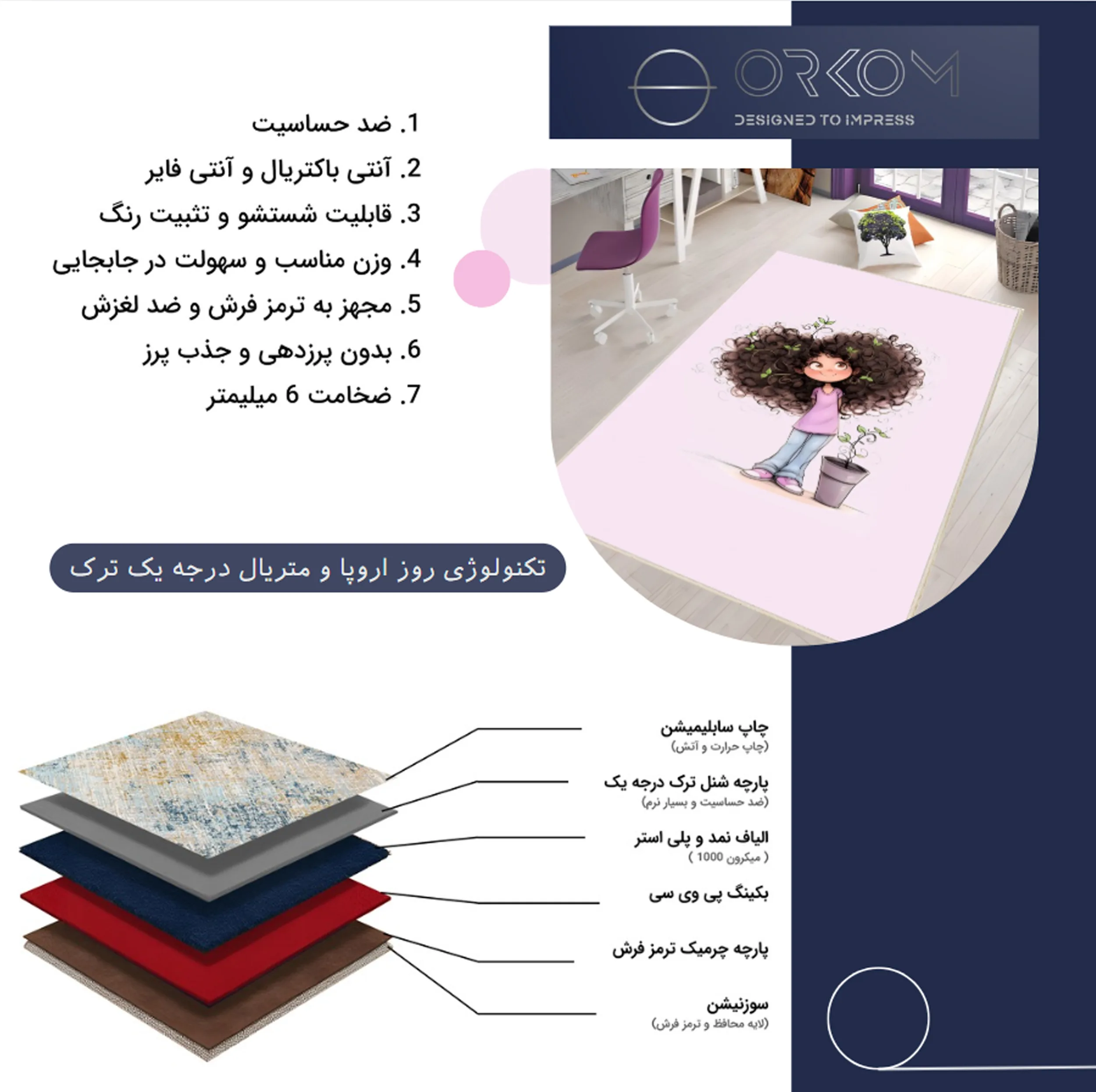فرش ماشینی 1000 شانه زمینه صورتی حاشیه صورتی مدل اورکوم نانو چاپ بدون پرز طرح اتاق کودک کد kids.9001.01
