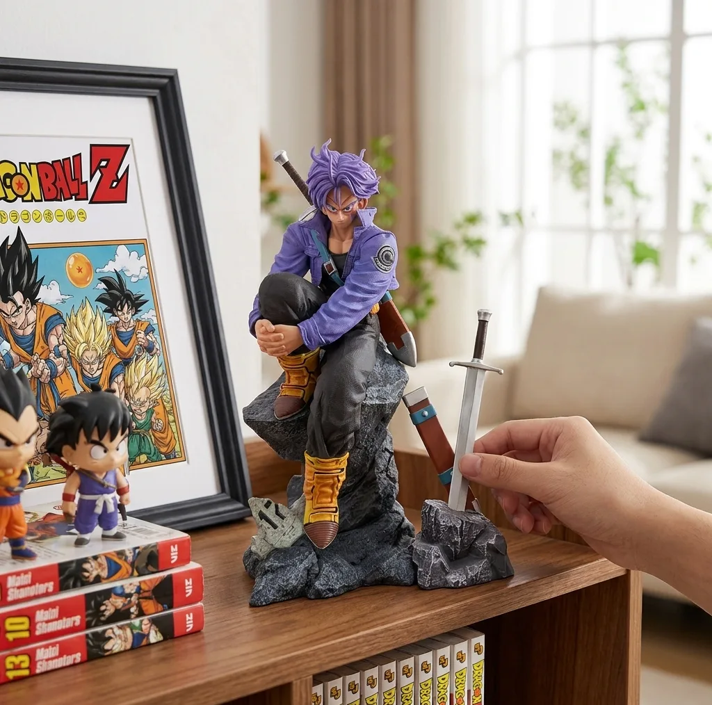 فیگور مدل Future Trunks، مناسب بزرگسالان، با ارتفاع 27 سانتیمتر، بدنه ABS و بدون ویژگیهای حرکتی