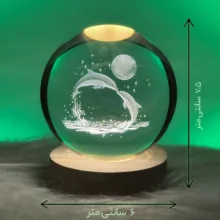 چراغ خواب مدل گوی کریستال 3D طرح دلفین و ماه عاشقانه کد 06