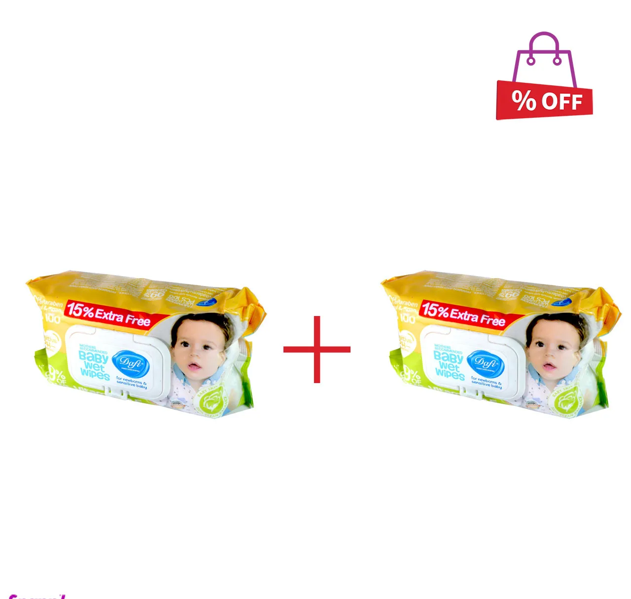 دستمال مرطوب پاک کننده کودک دافی (Dafi) مدل Extra بسته 100 عددی مجموعه 2 عددی