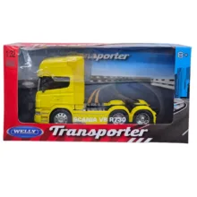 ماکت ماشین ناب سل مدل تریلی اسکانیا ولی فلزی 10چرخ کد SCALE 1:32 WELLY TRANSPORTER SCANIA V8 R730