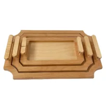 سینی چوبی مدل مستطیل کد NK13 مجموعه 3 عددی