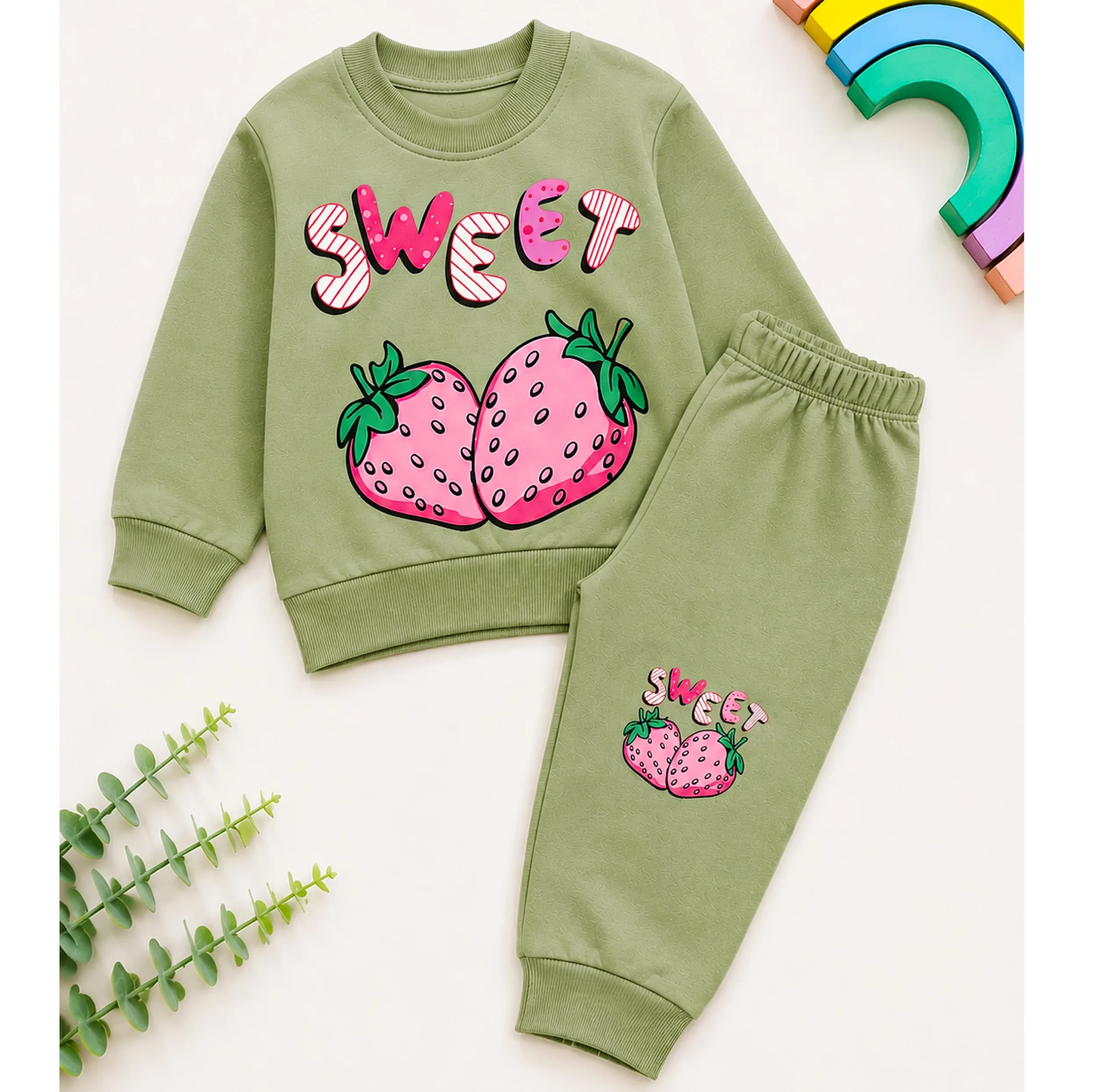 ست سویشرت و شلوار دخترانه مدل Strawberries کد M03