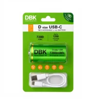 باتری لیتیومی دی بی کی مدل DBK Smart Green Life D Size USB-C Rechargeable Li-ion 7200mWh ظرفیت 4800 میلی آمپر ساعت