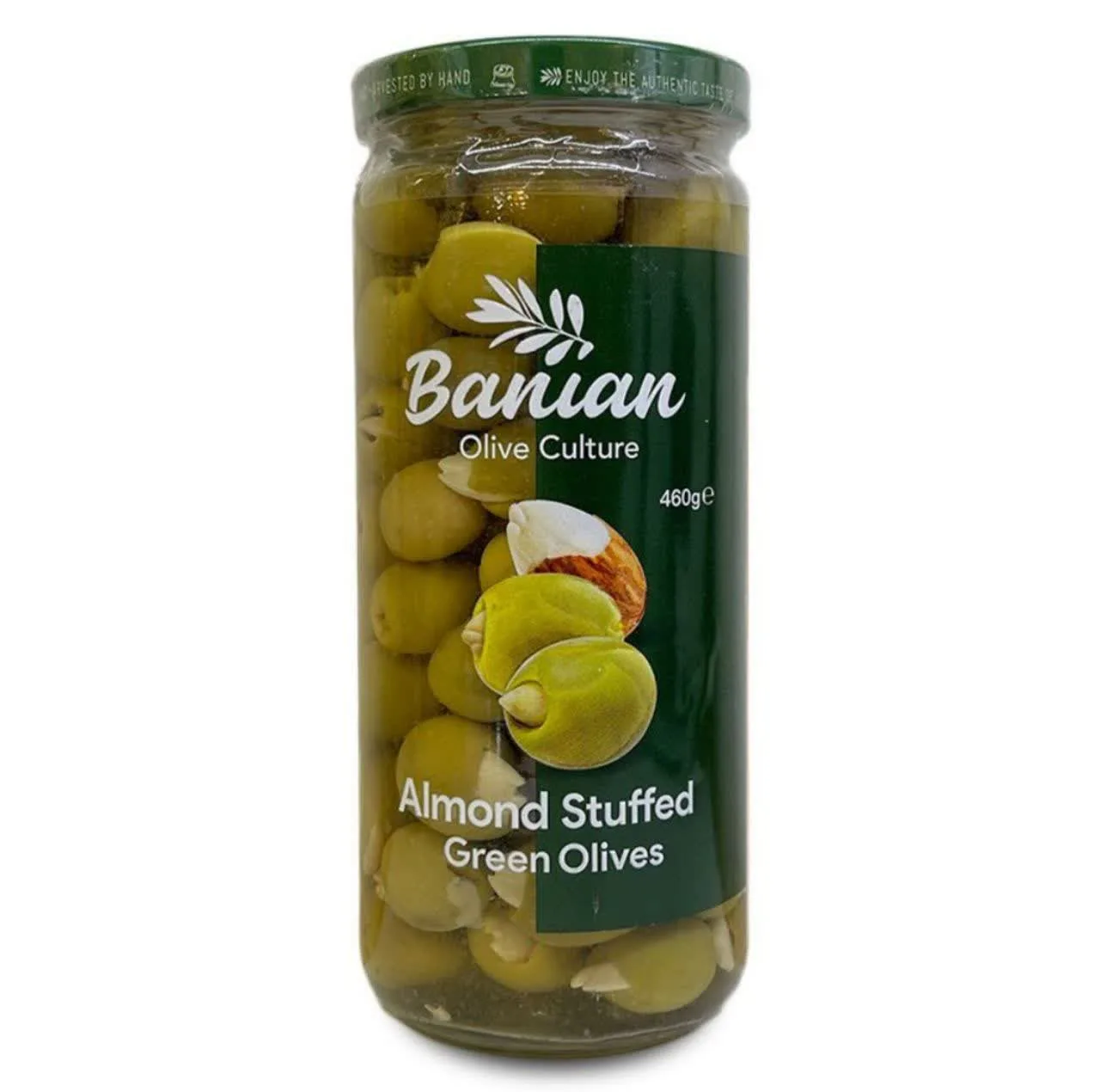 زیتون سبز با مغزی بادام بانیان - 460 گرم بسته 2 عددی