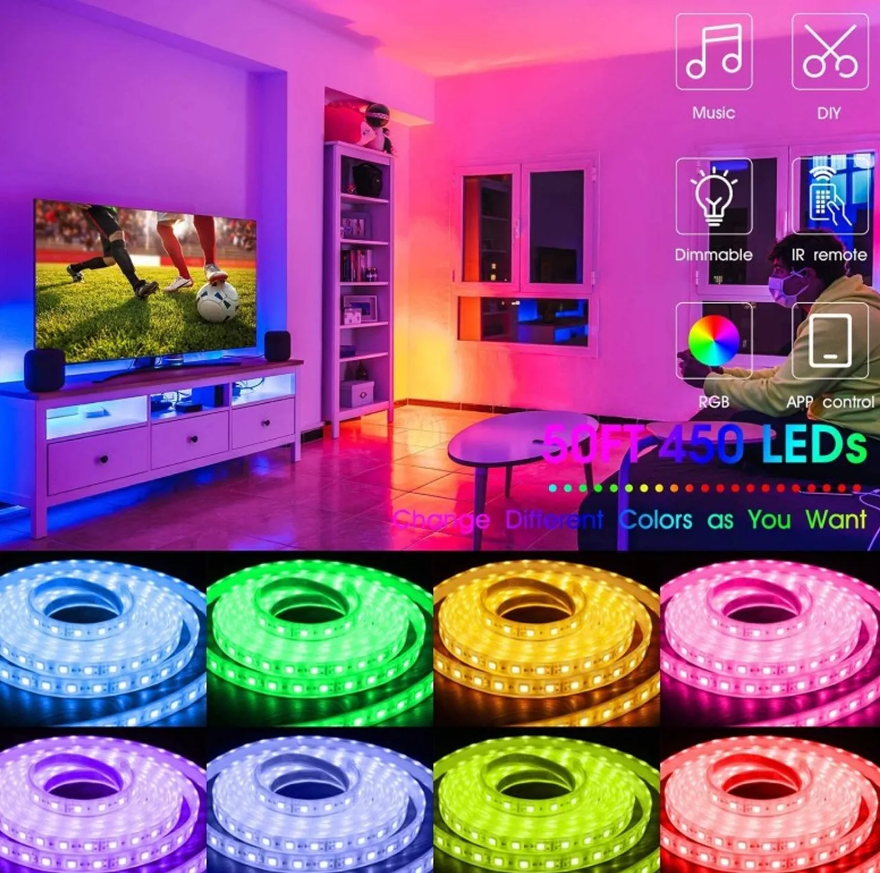 ریسه ال ای دی لومیز مدل SmartStrip-44key-10m bluetooth