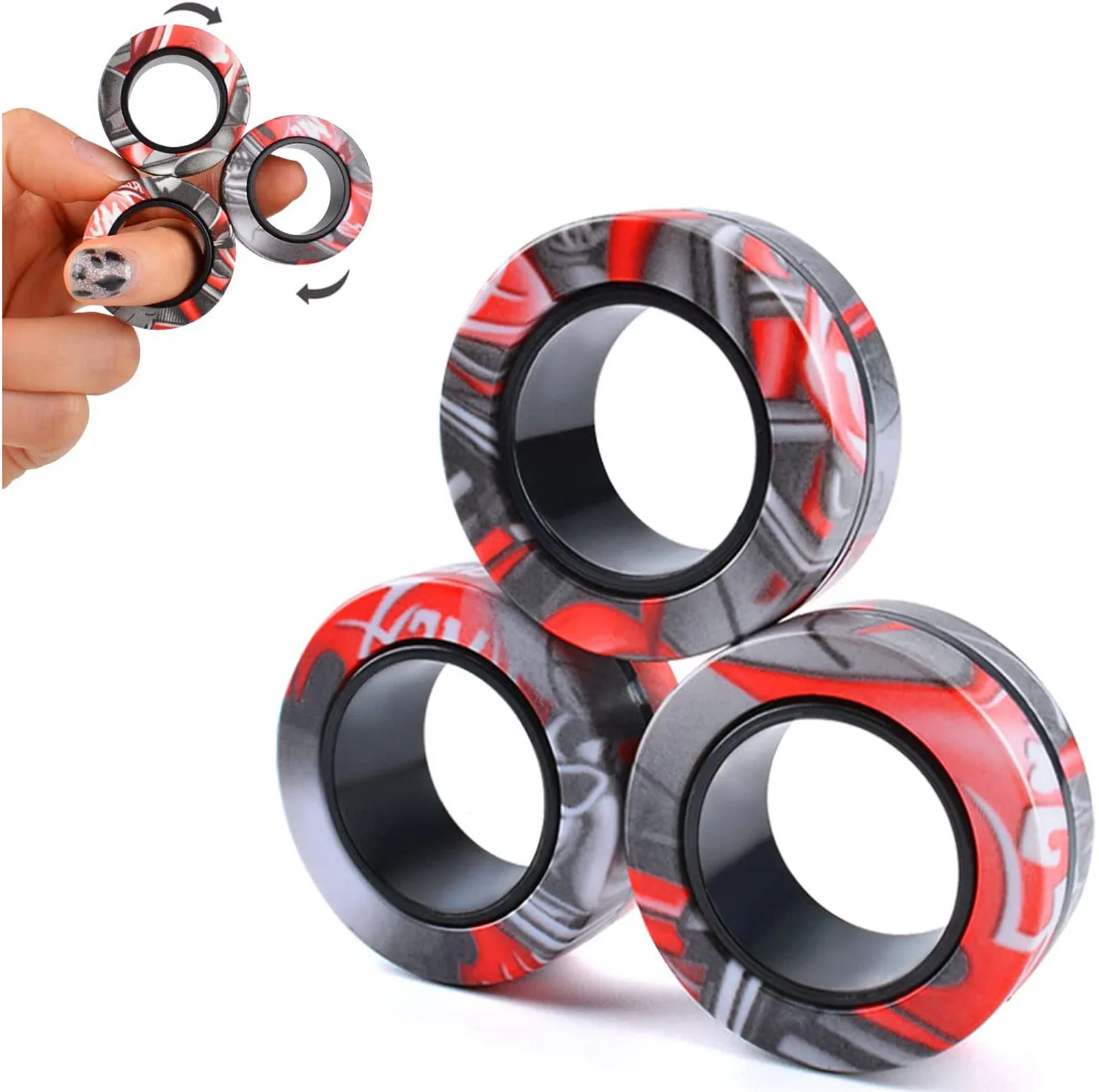 فیجت ضد استرس ریلایف مدل 300 Magnetic Ring طرح حلقه های مغناطیسی بسته 3 عددی