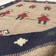 گلیم دستبافت قشقایی یک متری کد Nkpa.ha.f76 زمینه کرم