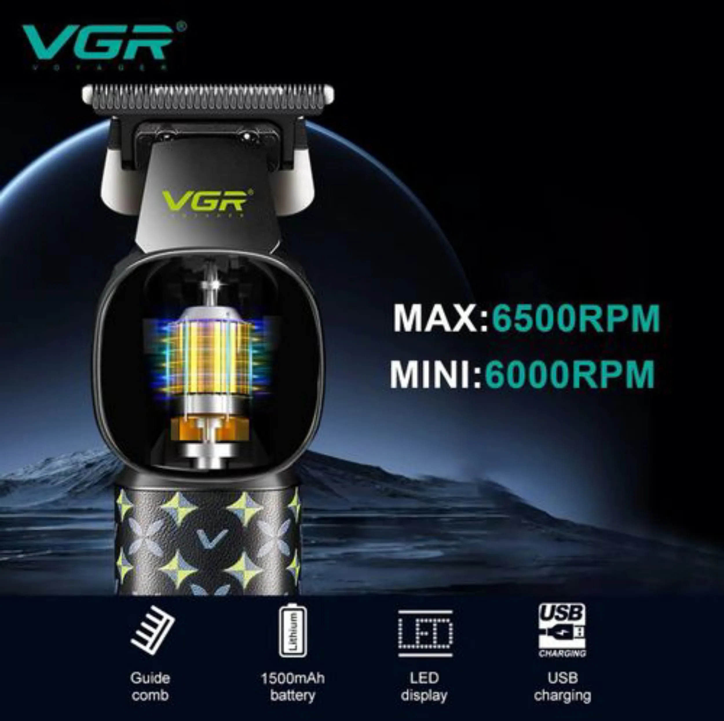 ماشین اصلاح موی سر و صورت شارژی وی جی ار مدل V-185