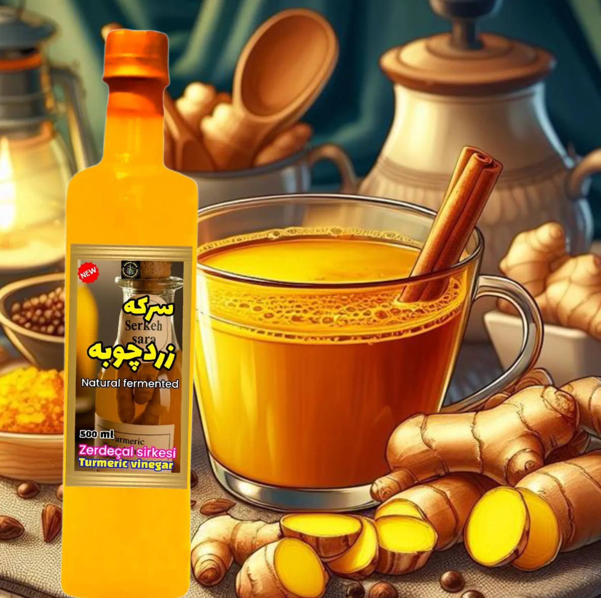 سرکه زردچوبه سرکه سرا - 500 میلی لیتر بسته 6 عددی