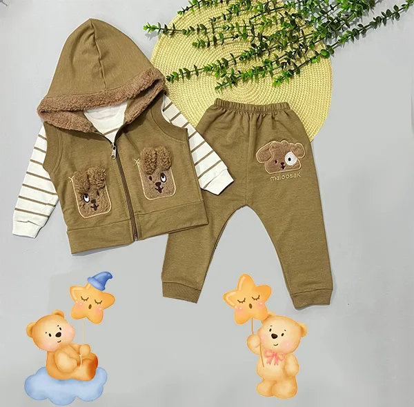 ست 3 تکه لباس نوزادی مدل Happy Dog کد Ne3
