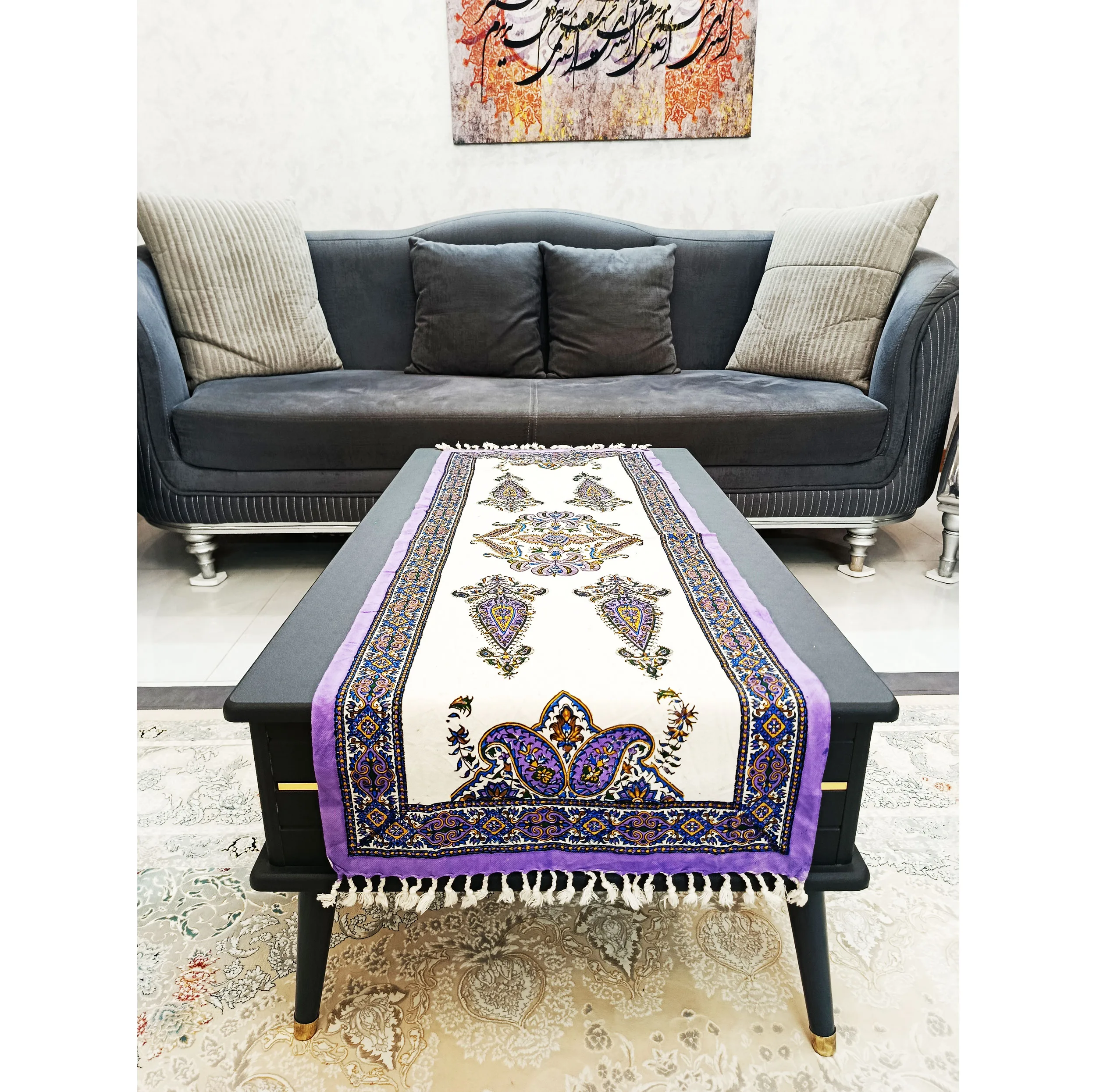 رومیزی قلمکار مدل ترنج کد 204