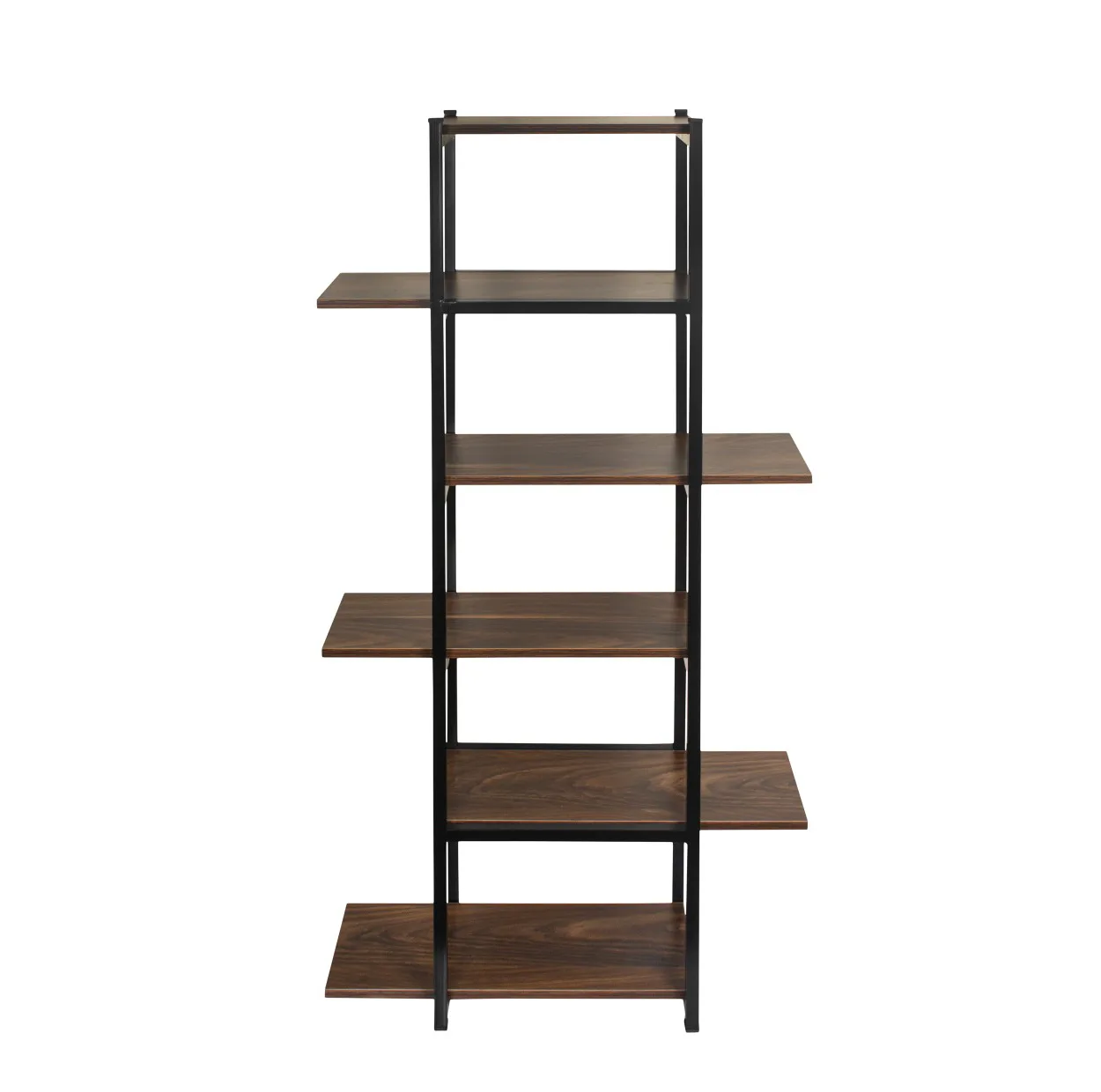 استند گلدان و قفسه کتاب فلزی 5 طبقه مدل GD-K38 با بدنه پروفیل 20×20 میلی‌متر، صفحات MDF روکش PVC، پوشش کوره‌ای الکترواستاتیک ضدخش و ضدزنگ، جوشکاری CO2، ابعاد 74×24×147 سانتی‌متر، وزن 12000 گرم