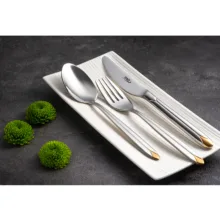 سرویس قاشق و چنگال 12 پارچه ناب استیل مدل پالرمو طلایی