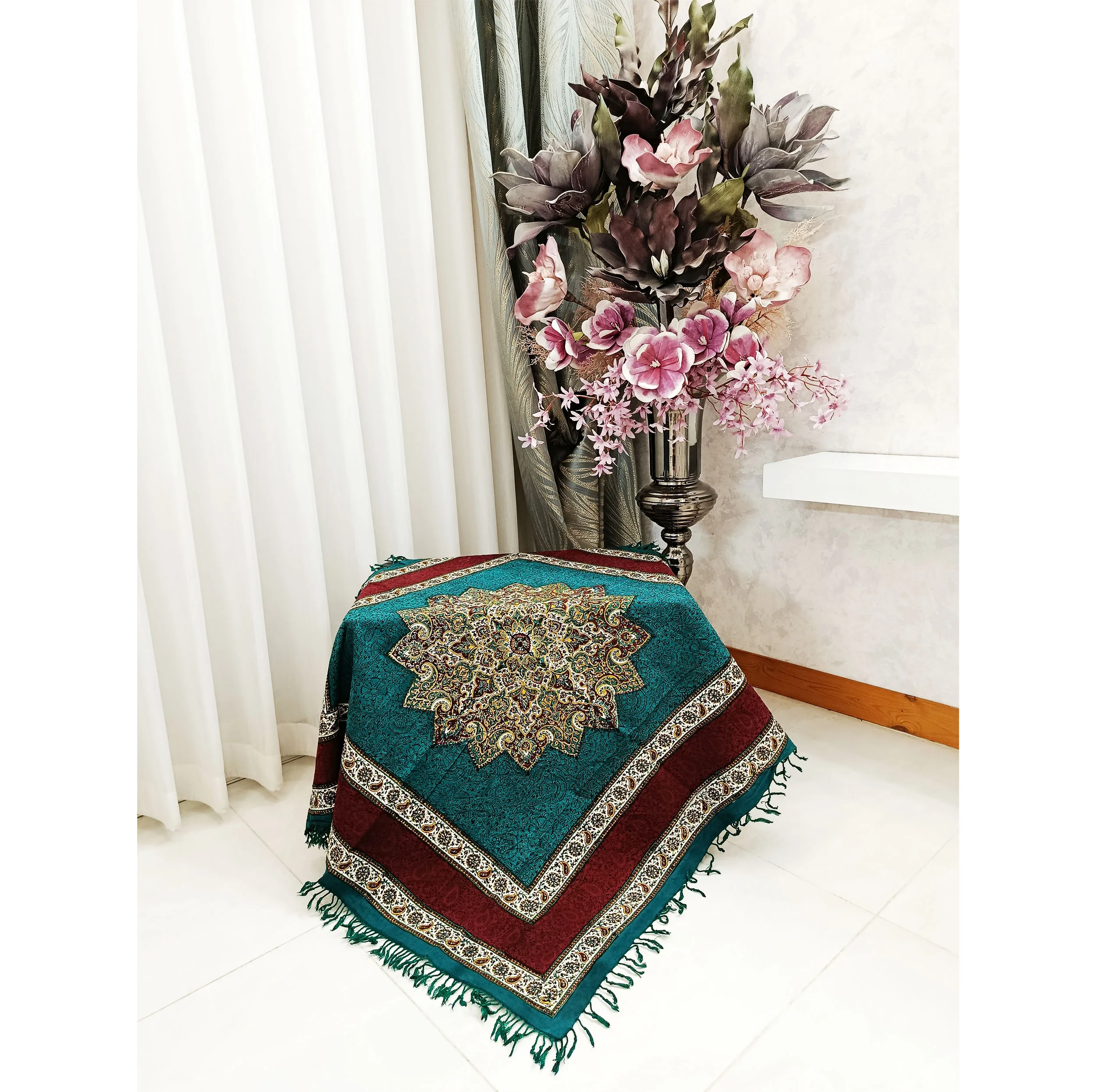 رومیزی قلمکار مدل ترنج T100