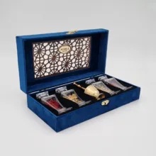 زعفران کادویی عاقله – 3 گرم به همراه هل – 20 گرم و هاون