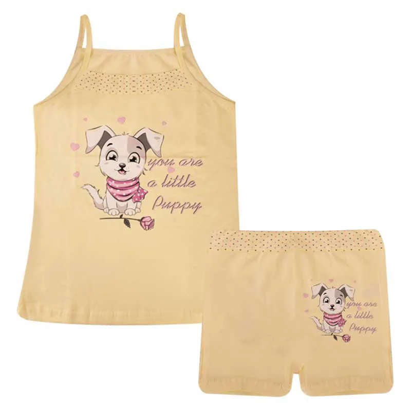 ست تاپ و شلوارک دخترانه مدل KNP DOG G DONELLA