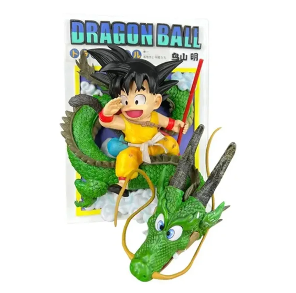 فیگور گوکو کودک دراگون بال مدل Shenron 3D Diorama Dragon Ball، دیورامای سه‌بعدی با شنرون و پس‌زمینه مانگا، ارتفاع 29 سانتی‌متر