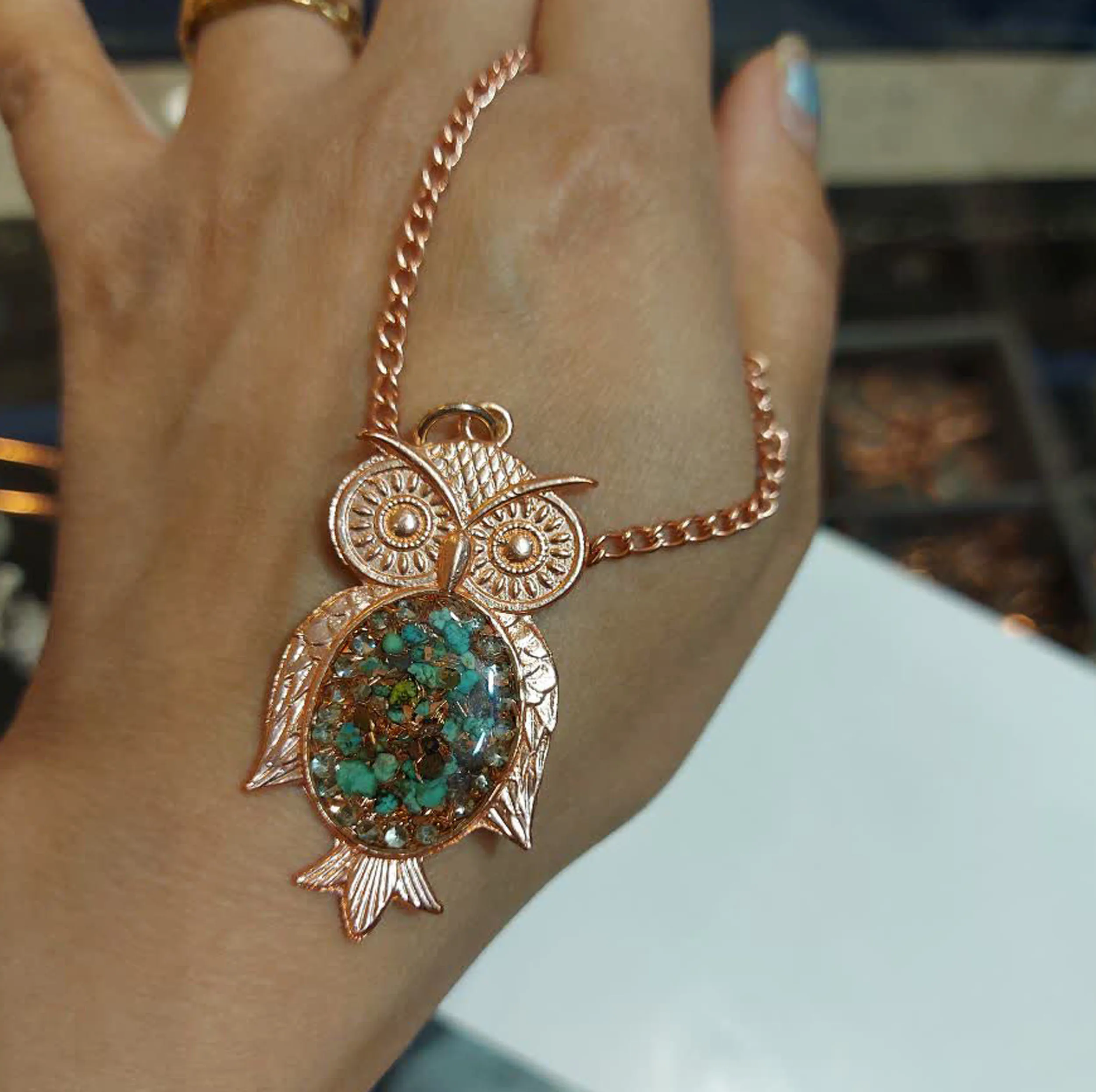گردنبند دست ساز زنانه مدل فیروزه کوبی کد 850