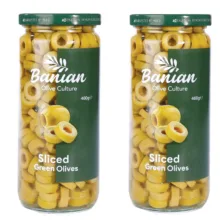 زیتون سبز اسلایس بانیان – 460 گرم بسته 2 عددی