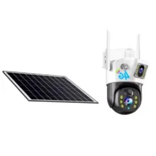دوربین مداربسته تحت شبکه 4G V380pro مدل سیمکارتی 2لنز پنل خورشیدی