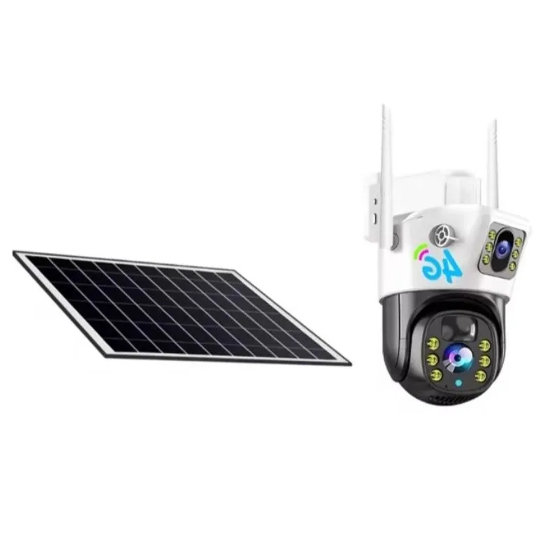 دوربین مداربسته تحت شبکه 4G V380pro مدل سیمکارتی 2لنز پنل خورشیدی