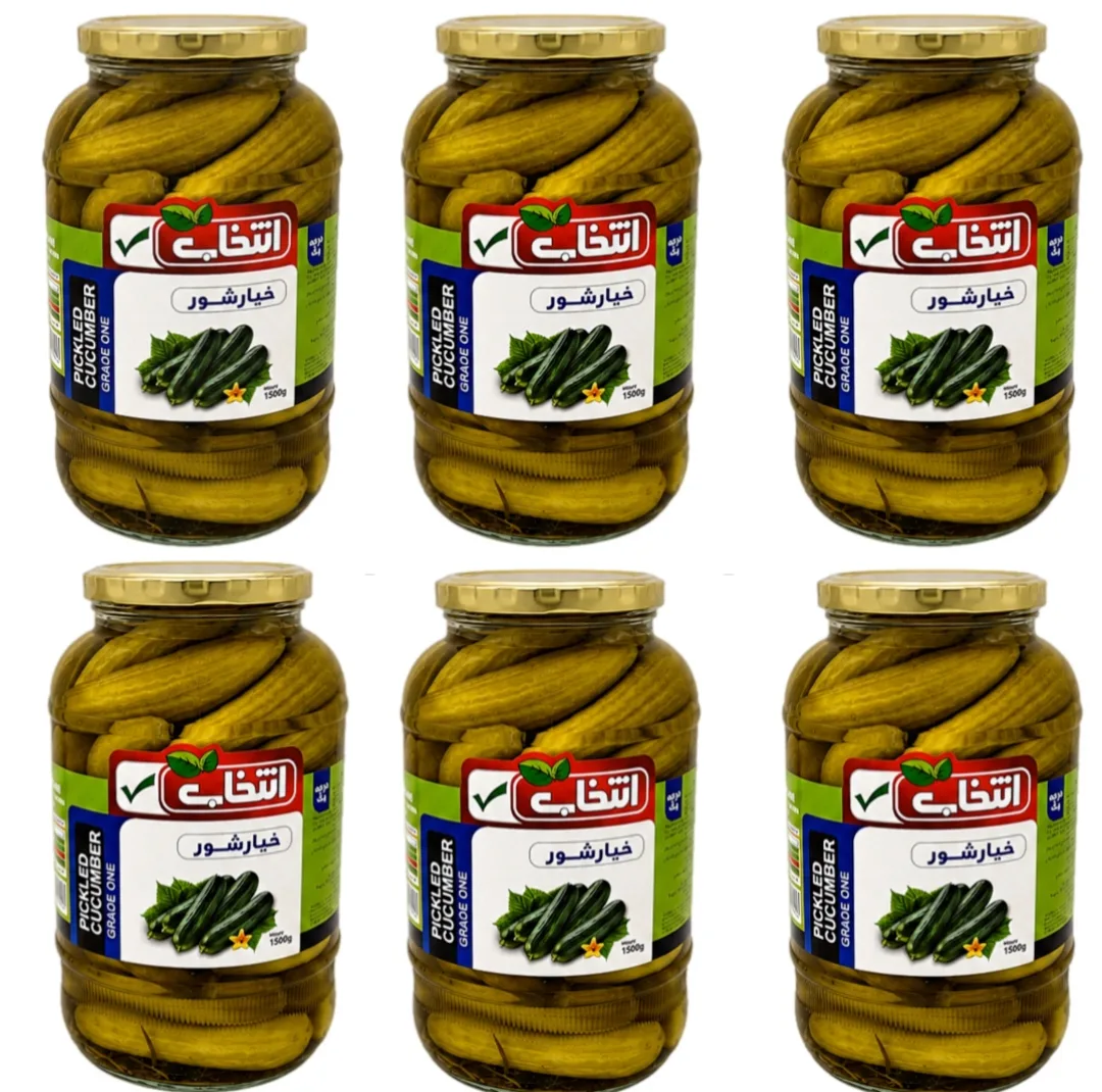 خیارشور سرکهای، نمکی انتخاب - 1500 گرم بسته 6 عددی