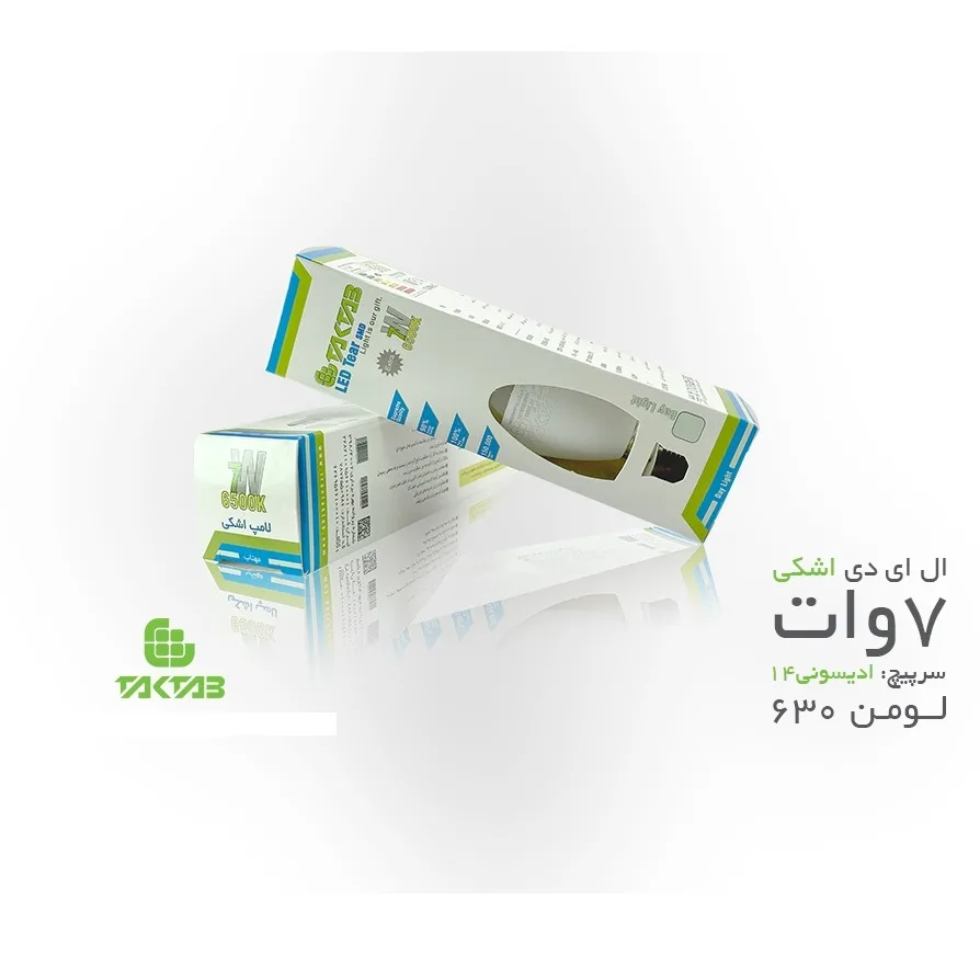 لامپ ال ای دی 7 وات تکتاب مدل شمعی پایه E14 بسته 6 عددی