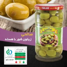 زیتون شور سبز ویژه هسته دار صالحی - 650 گرم مجموعه 3 عددی
