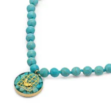 ست دستبند و گردنبند دست ساز زنانه آلتین هنر مدل سنگ و روکش طلا مرغ آمین