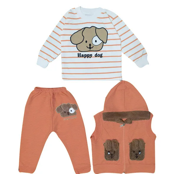 ست 3 تکه لباس نوزادی مدل Happy Dog کد Su3