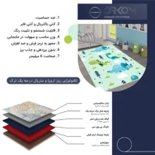 فرش ماشینی 1000 شانه زمینه سبز حاشیه آبی مدل اورکوم طرح اتاق کودک کد kids.9008.01